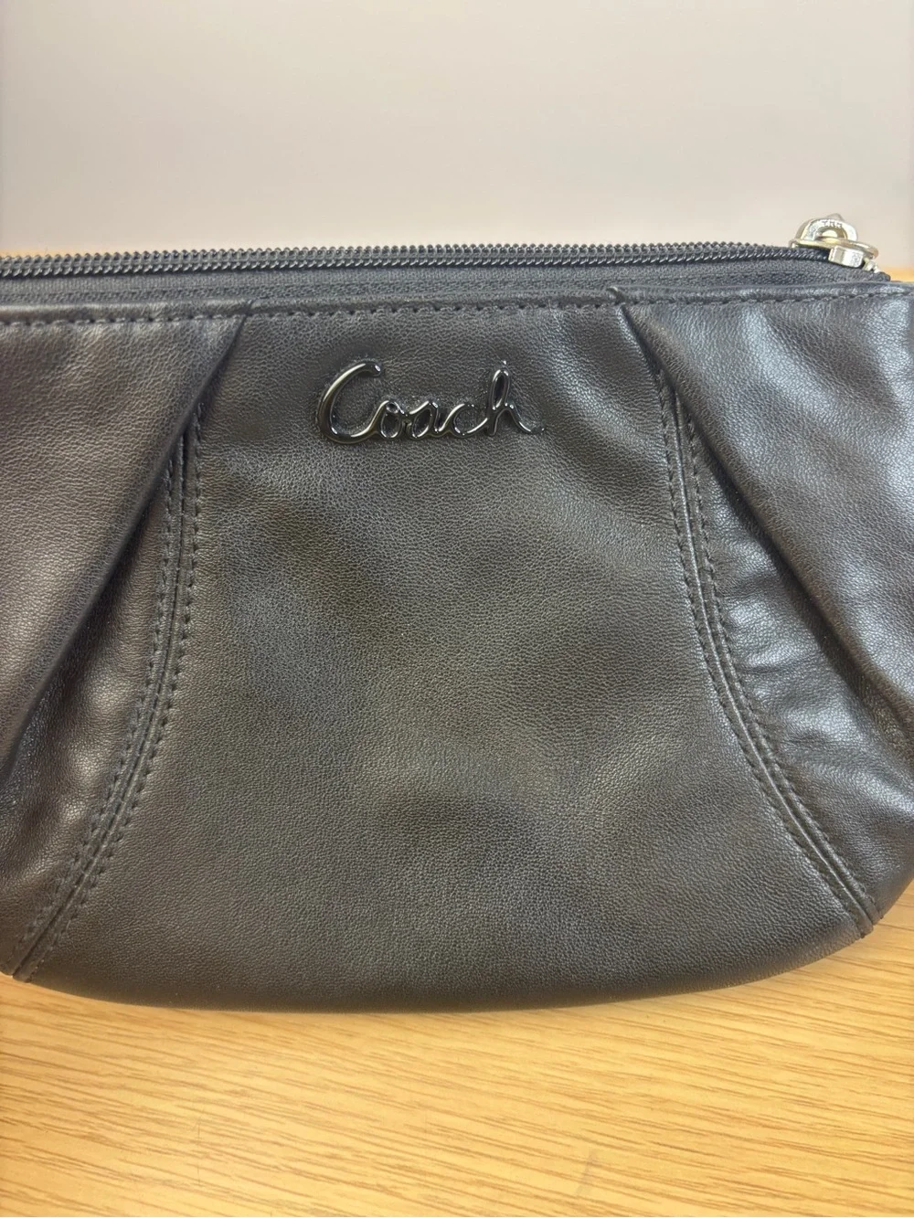 Y2K Coach Black Leather Wristlet‎ Clutch